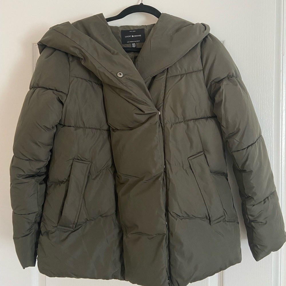 Lucky Brand Asymmetrical Mid Weight Puffer